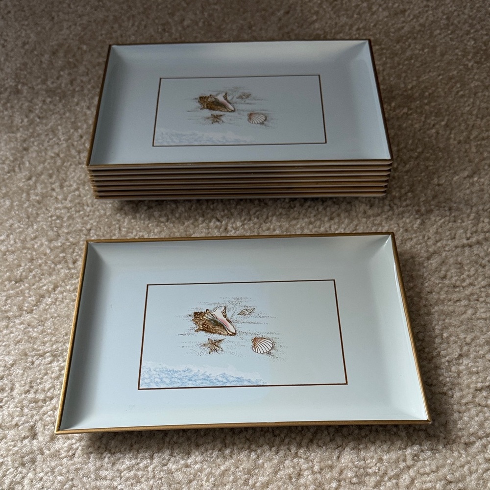 Vintage Otagiri Japan Lacquerware Set of 8 Plates